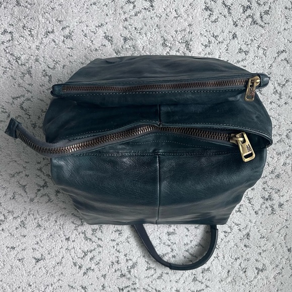 NWT A.S.98 Eco-Friendly Vintage Leather Backpack in Emerald and black.Stunning! - Picture 11 of 16
